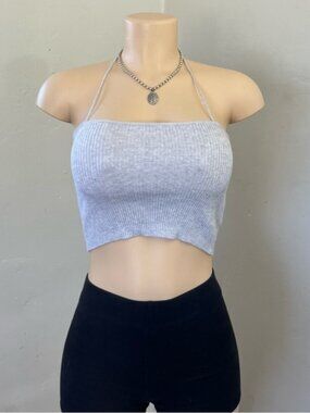 Brandy Melville Heather Gray Ribbed Crop Top